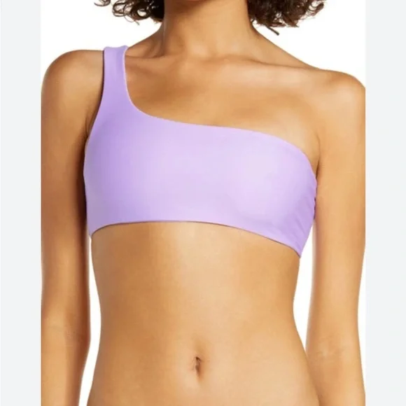 NWT JADE Swim Bikini Top Apex One Shoulder In Lilac Terry Size L - Picture 2 of 11